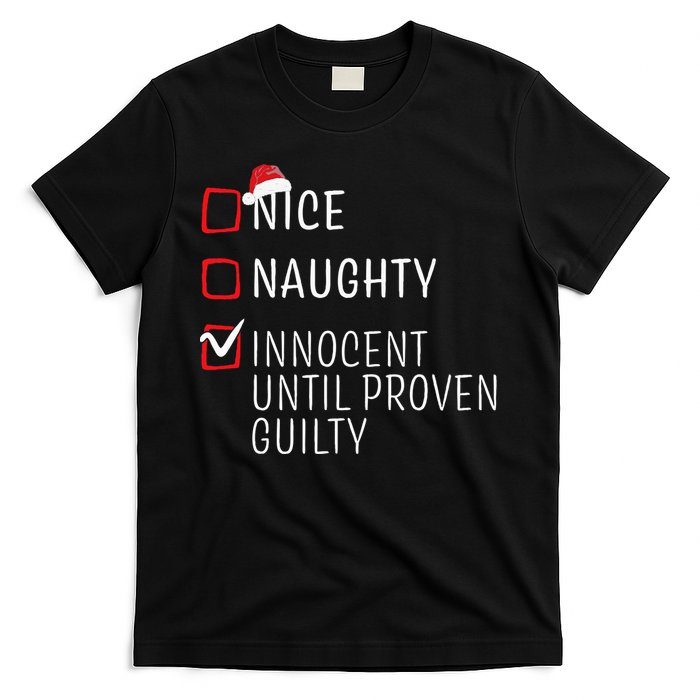 Funny Naughty Nice Christmas Family Pajama Kids T-Shirt