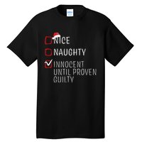 Funny Naughty Nice Christmas Family Pajama Kids Tall T-Shirt