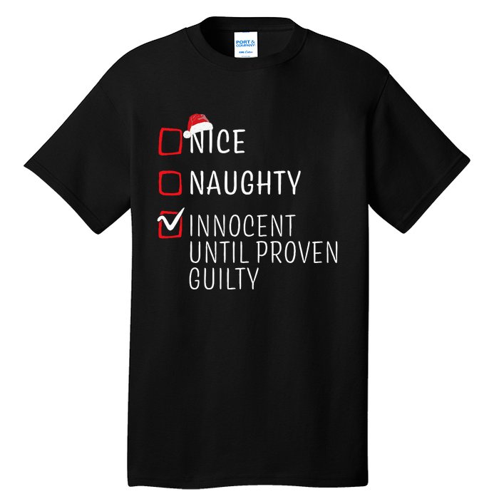 Funny Naughty Nice Christmas Family Pajama Kids Tall T-Shirt