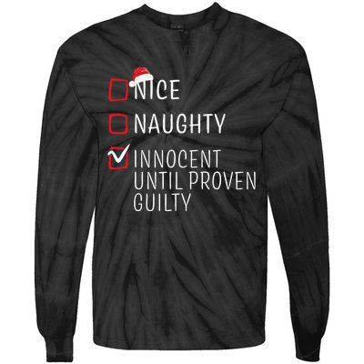 Funny Naughty Nice Christmas Family Pajama Kids Tie-Dye Long Sleeve Shirt