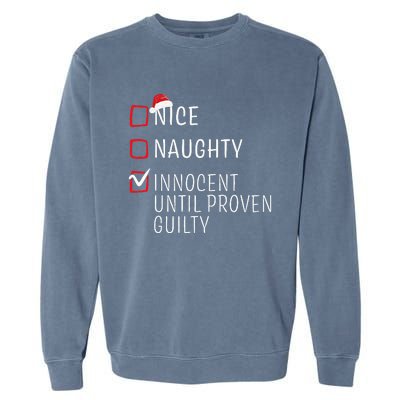 Funny Naughty Nice Christmas Family Pajama Kids Garment-Dyed Sweatshirt