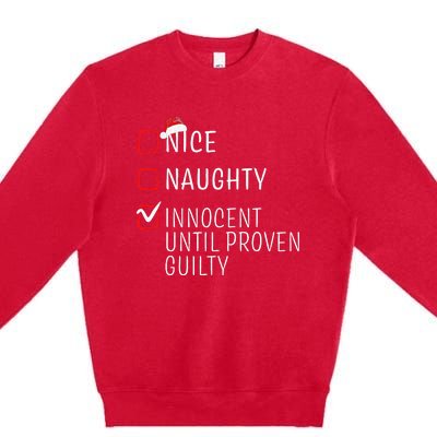 Funny Naughty Nice Christmas Family Pajama Kids Premium Crewneck Sweatshirt