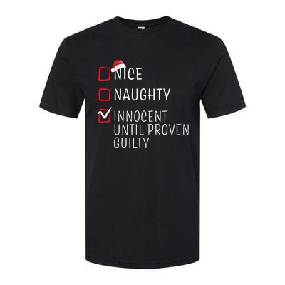 Funny Naughty Nice Christmas Family Pajama Kids Softstyle CVC T-Shirt