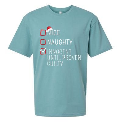 Funny Naughty Nice Christmas Family Pajama Kids Sueded Cloud Jersey T-Shirt