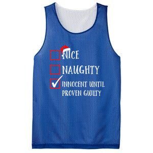 Funny Nice Naughty Innocent Until Proven Guilty List Santa Gift Mesh Reversible Basketball Jersey Tank