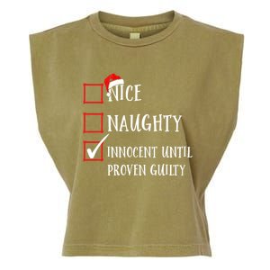 Funny Nice Naughty Innocent Until Proven Guilty List Santa Gift Garment-Dyed Women's Muscle Tee