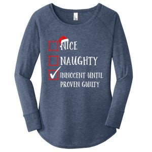 Funny Nice Naughty Innocent Until Proven Guilty List Santa Gift Women's Perfect Tri Tunic Long Sleeve Shirt