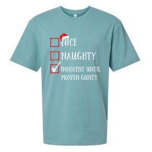 Funny Nice Naughty Innocent Until Proven Guilty List Santa Gift Sueded Cloud Jersey T-Shirt