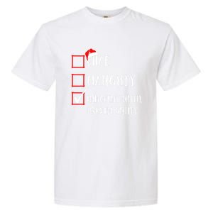 Funny Nice Naughty Innocent Until Proven Guilty List Santa Gift Garment-Dyed Heavyweight T-Shirt