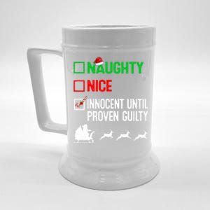 Funny Nice Naughty Innocent Until Proven Guilty Xmas Gift Beer Stein