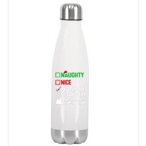 Funny Nice Naughty Innocent Until Proven Guilty Xmas Gift Stainless Steel Insulated Water Bottle