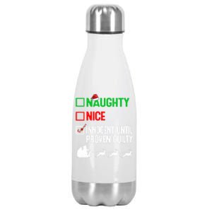 Funny Nice Naughty Innocent Until Proven Guilty Xmas Gift Stainless Steel Insulated Water Bottle