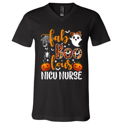 Faboolous Nicu Nurse Funny Nicu Nurse Halloween Boo Boo Crew V-Neck T-Shirt