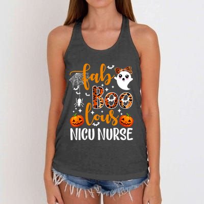 Faboolous Nicu Nurse Funny Nicu Nurse Halloween Boo Boo Crew Women's Knotted Racerback Tank