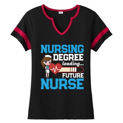 Future Nurse Nursing Degree Loading Nurses Profession Gift Ladies Halftime Notch Neck Tee