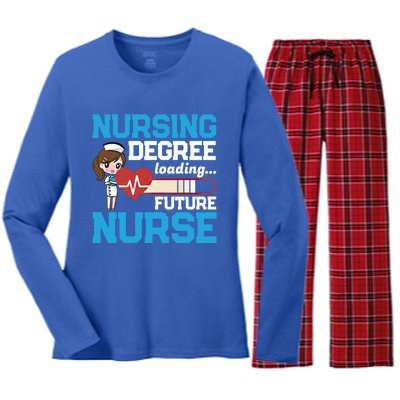 Future Nurse Nursing Degree Loading Nurses Profession Gift Women's Long Sleeve Flannel Pajama Set 