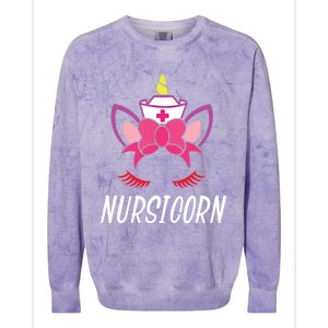 Funny Nursicorn Nurse And Unicorn Graphic Gift Colorblast Crewneck Sweatshirt