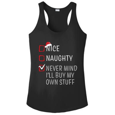 Funny Naughty Nice Christmas Family Pajama Ladies PosiCharge Competitor Racerback Tank