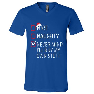 Funny Naughty Nice Christmas Family Pajama V-Neck T-Shirt