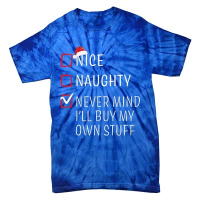 Funny Naughty Nice Christmas Family Pajama Tie-Dye T-Shirt