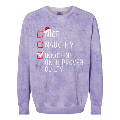 Funny Naughty Nice Christmas Family Pajama Colorblast Crewneck Sweatshirt