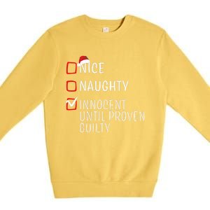 Funny Naughty Nice Christmas Family Pajama Premium Crewneck Sweatshirt