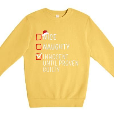 Funny Naughty Nice Christmas Family Pajama Premium Crewneck Sweatshirt