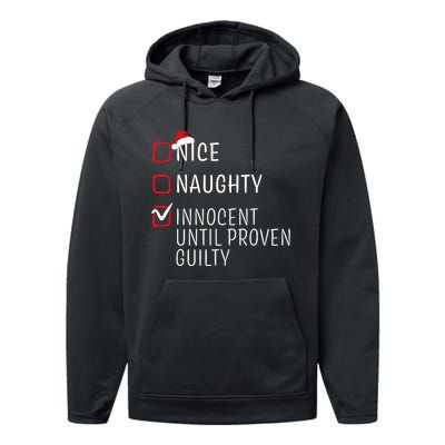 Funny Naughty Nice Christmas Family Pajama Performance Fleece Hoodie