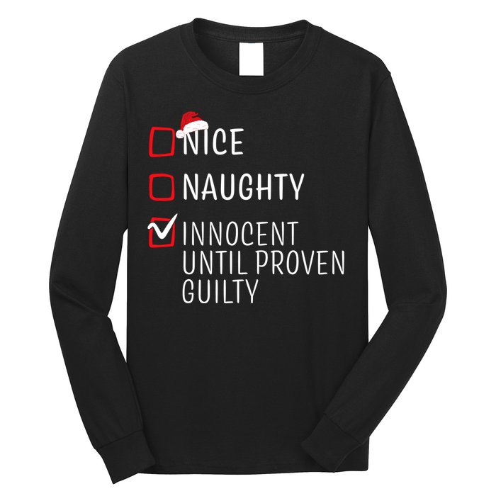 Funny Naughty Nice Christmas Family Pajama Long Sleeve Shirt