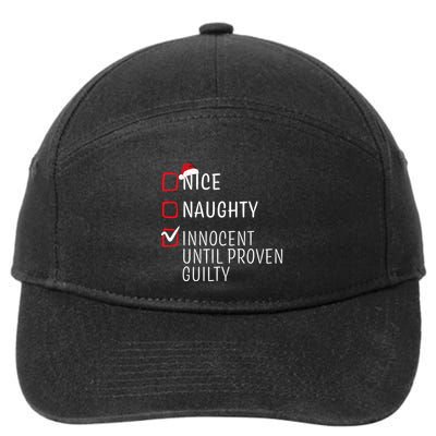Funny Naughty Nice Christmas Family Pajama 7-Panel Snapback Hat
