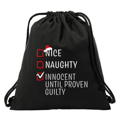 Funny Naughty Nice Christmas Family Pajama Drawstring Bag