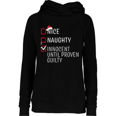 Funny Naughty Nice Christmas Family Pajama Womens Funnel Neck Pullover Hood