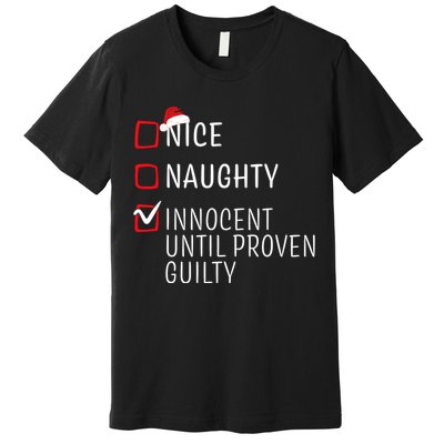 Funny Naughty Nice Christmas Family Pajama Premium T-Shirt