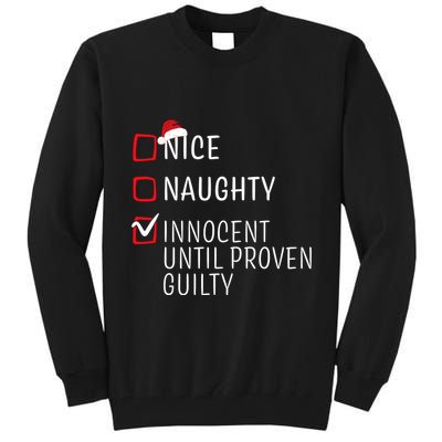 Funny Naughty Nice Christmas Family Pajama Tall Sweatshirt