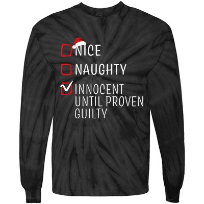 Funny Naughty Nice Christmas Family Pajama Tie-Dye Long Sleeve Shirt