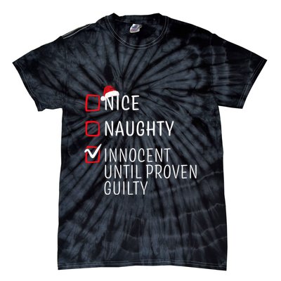 Funny Naughty Nice Christmas Family Pajama Tie-Dye T-Shirt