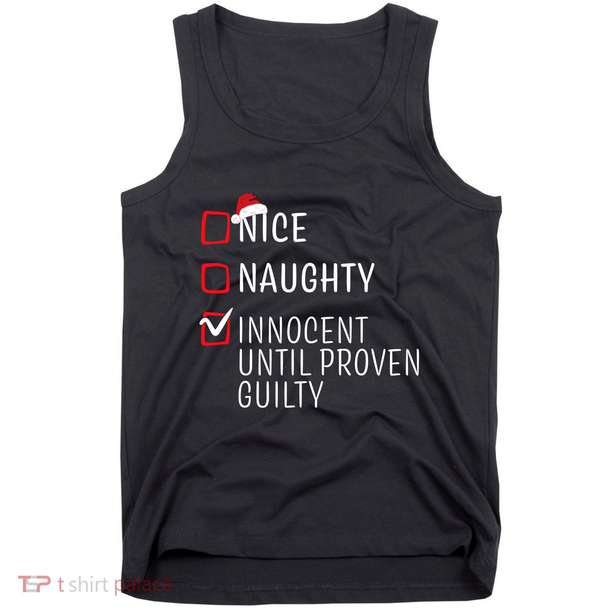 Funny Naughty Nice Christmas Family Pajama Tank Top