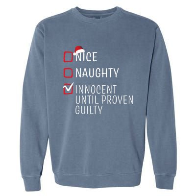 Funny Naughty Nice Christmas Family Pajama Garment-Dyed Sweatshirt