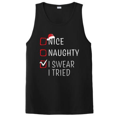 Funny Naughty Nice Christmas Family Pajama PosiCharge Competitor Tank