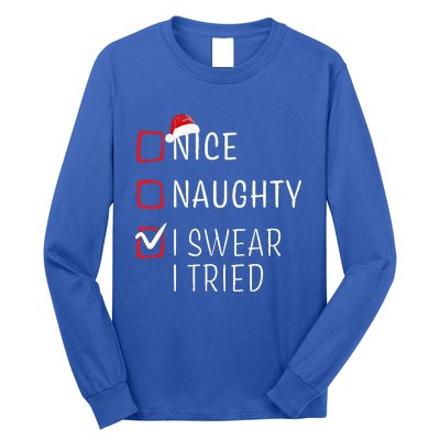 Funny Naughty Nice Christmas Family Pajama Long Sleeve Shirt