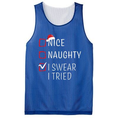 Funny Naughty Nice Christmas Family Pajama Mesh Reversible Basketball Jersey Tank