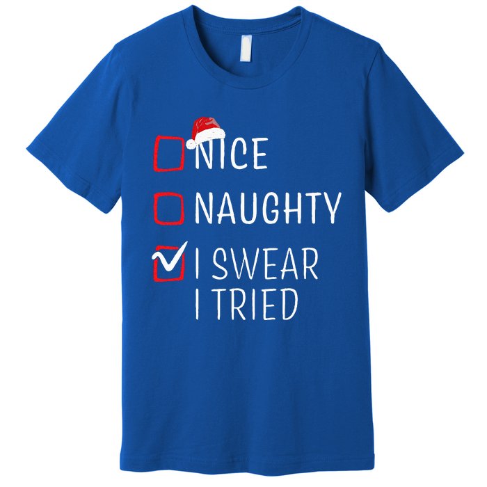 Funny Naughty Nice Christmas Family Pajama Premium T-Shirt