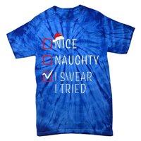 Funny Naughty Nice Christmas Family Pajama Tie-Dye T-Shirt