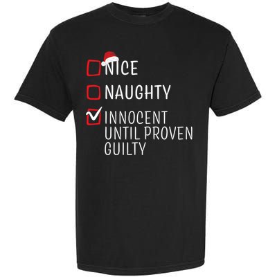 Funny Naughty Nice Christmas Family Pajama Garment-Dyed Heavyweight T-Shirt