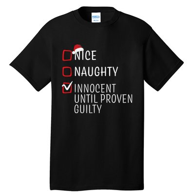 Funny Naughty Nice Christmas Family Pajama Tall T-Shirt