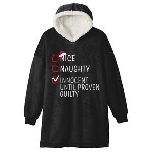 Funny Naughty Nice Christmas Family Pajama Hooded Wearable Blanket