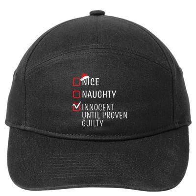 Funny Naughty Nice Christmas Family Pajama 7-Panel Snapback Hat
