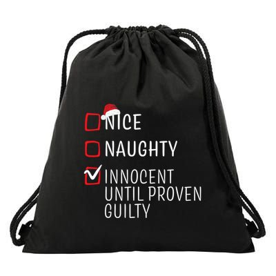 Funny Naughty Nice Christmas Family Pajama Drawstring Bag