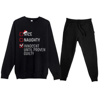 Funny Naughty Nice Christmas Family Pajama Premium Crewneck Sweatsuit Set