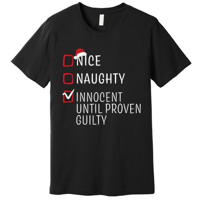 Funny Naughty Nice Christmas Family Pajama Premium T-Shirt